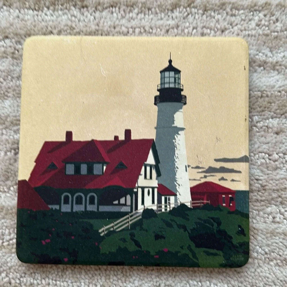CoasterStone Nautical Coasters Set of 4 by Alan Claude Lighthouse Lobster Boats